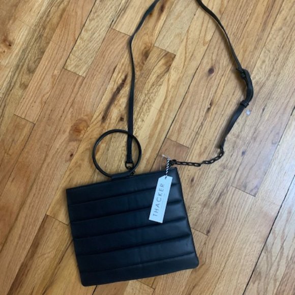 thacker Bags Thacker Genuine Leather Cross Body Hand Bag Nwt Black